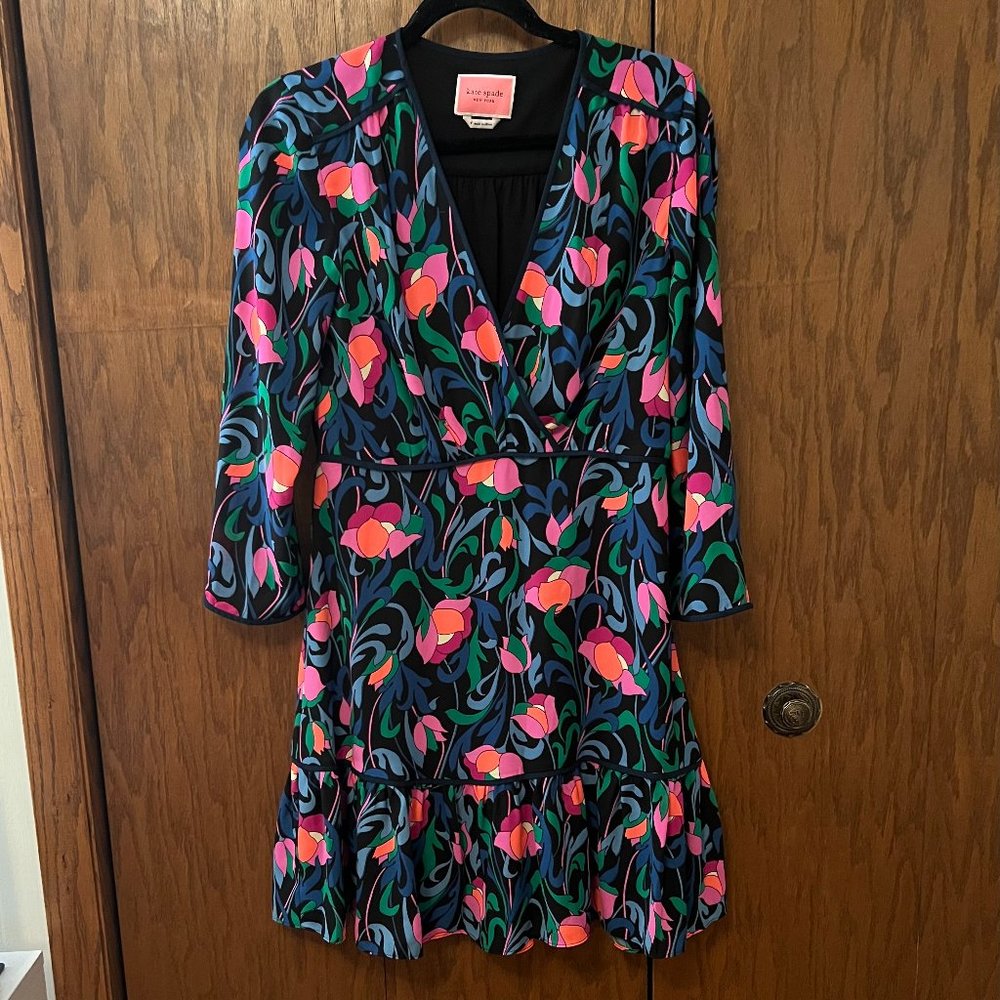 Kate Spade New York Floral Pattern Long Sleeve Dress